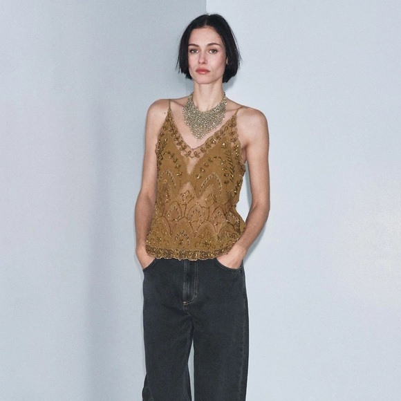 ZARA BEADED EMBROIDERED TOP ZW COLLECTION LIMITED EDITION - Picture 13 of 15